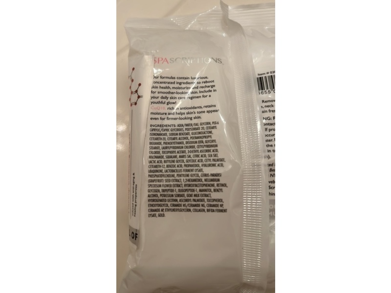 SpaScriptions Makeup Cleansing Wipes, CoQ10, 30 Count