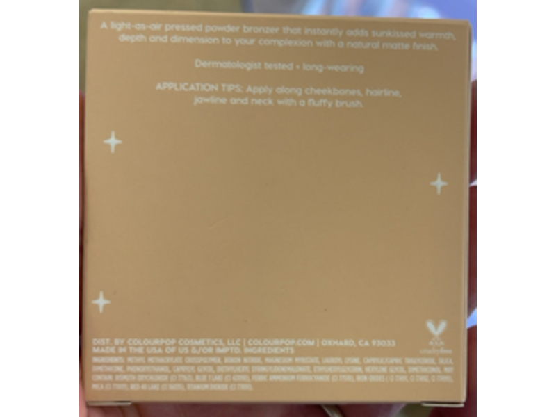 ColourPop Pressed Powder Bronzer, 2 Summerland Beach, 0.21 oz/6 g