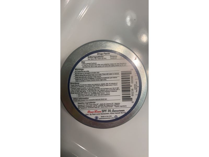 Raw Love, Sunscreen Mineral SPF 35, 2 Ounce