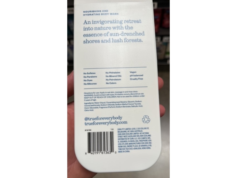 True Moisturizing Body Wash, Ocean Breeze & Cedar, 18 fl oz/532 mL