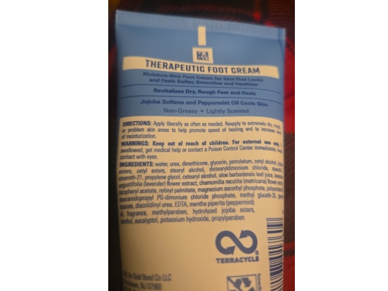 Gold Bond Therapeutic Foot Cream, Jojoba & Peppermint Oil, 4 oz/113 g