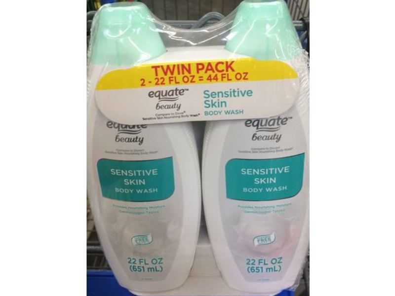 Equate Sensitive Skin Body Wash, 22 fl oz/651 mL, Pack Of 2