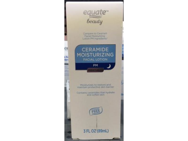 Equate Beauty Ceramide Moisturizing Facial Lotion, Pm, Moisturize, 3 fl oz/89 mL