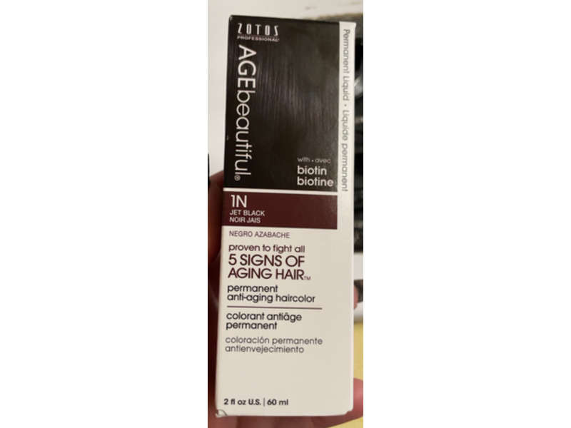 Zotos Professional Permanent Anti - Aging HairColor, Biotin 1N Jet Black, 2 fl oz/60 mL