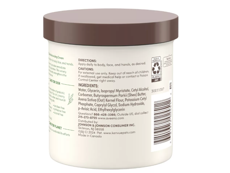 Aveeno Daily Moisturizing Cream, Prebiotic Oat + Shea Butter, 15 oz/425 g