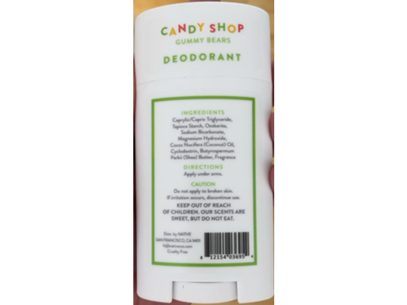 Native Candy Shop Deodorant, Gummy Bears, 2.65 oz/75 g
