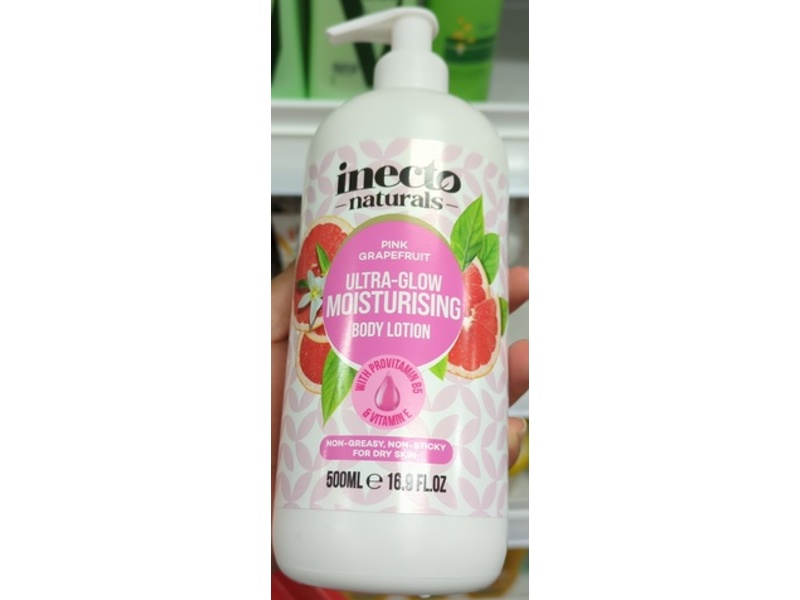 Inecto Naturals Ultra-Glow Moisturizing Body Lotion, Pink Grapefruit, 16.9 fl oz/500 mL