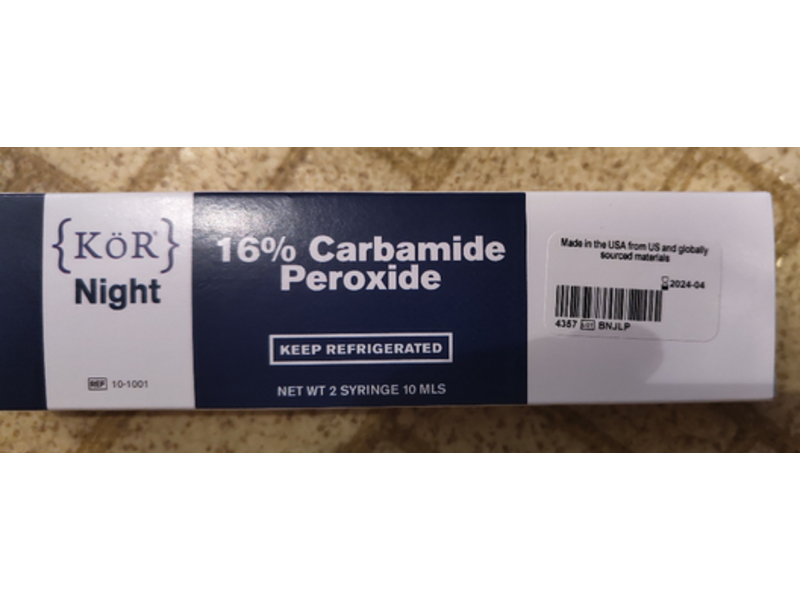 Kor Night 16% Carbamide Peroxide Syringe, 2 Count