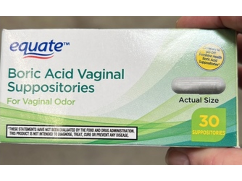 Equate Boric Acid Vaginal Suppositories, 30 Count