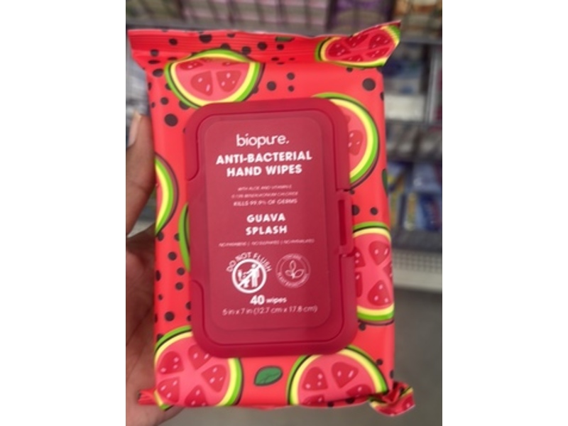 Biopure Anti-Bacterial Hand Wipes, Guava Splash, 40 Count