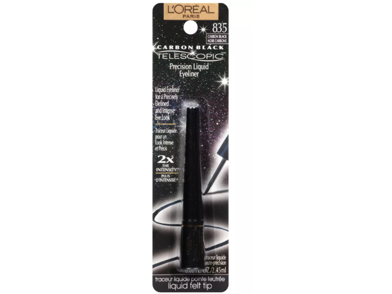 L'Oreal Paris Telescopic Precision Liquid Eyeliner, 835 Carbon Black, 0.08 fl oz/2.45 mL, Pack Of 2