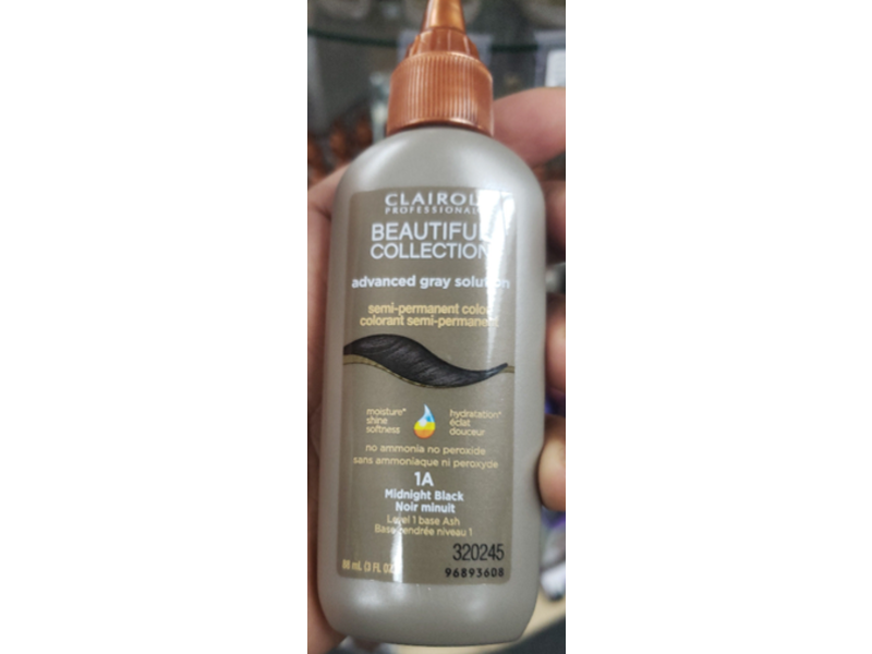 Clairol Professional Beautiful Collection Advanced Gray Solution, 1A Midnight Black, 3 fl oz/88 ml