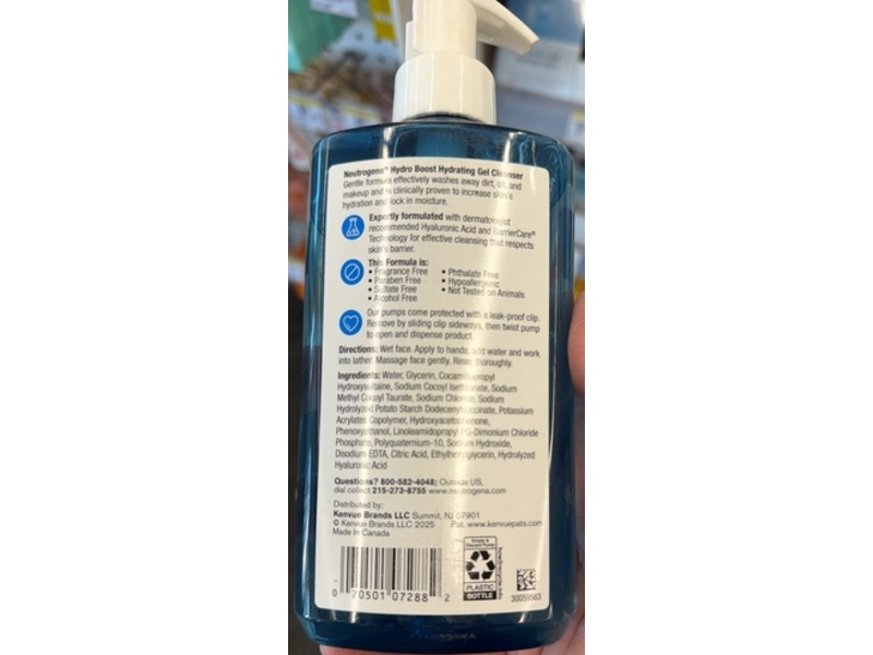 Neutrogena Hydro Boost Hydrating Gel Cleanser, Fragrance Free, 12 fl oz/354 mL