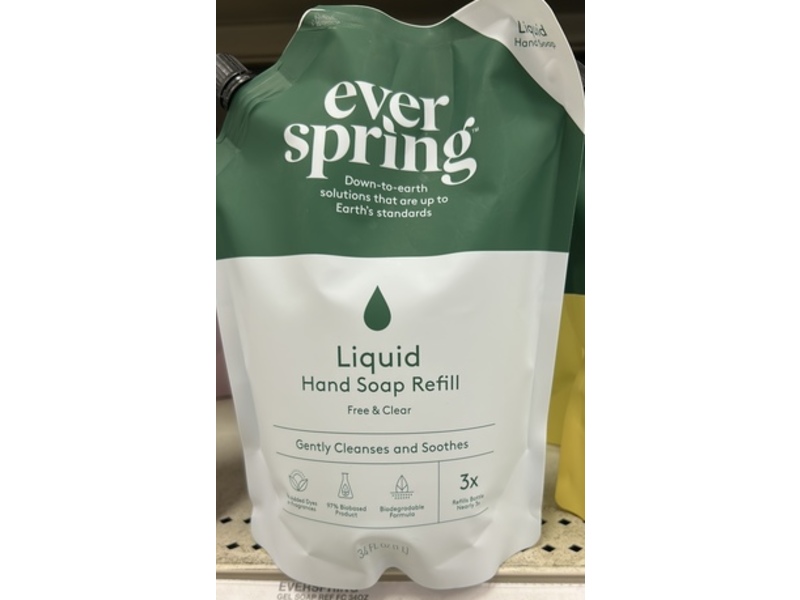 Ever Spring Liquid Hand Soap Refill, Fresh & Clear, 34 fl oz/1 L