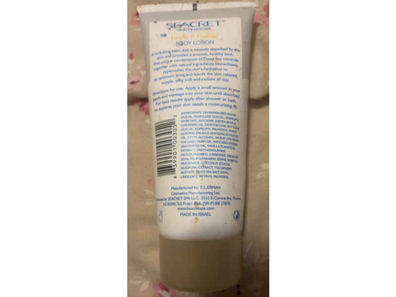 Seacret Body Lotion, Vanilla & Coconut, 6.8 fl oz/200 mL