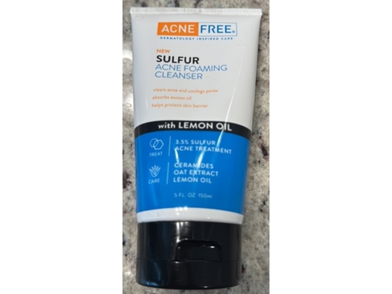Acne Free Sulfur Acne Foaming Cleanser, Lemon Oil, 5 fl oz/150 mL
