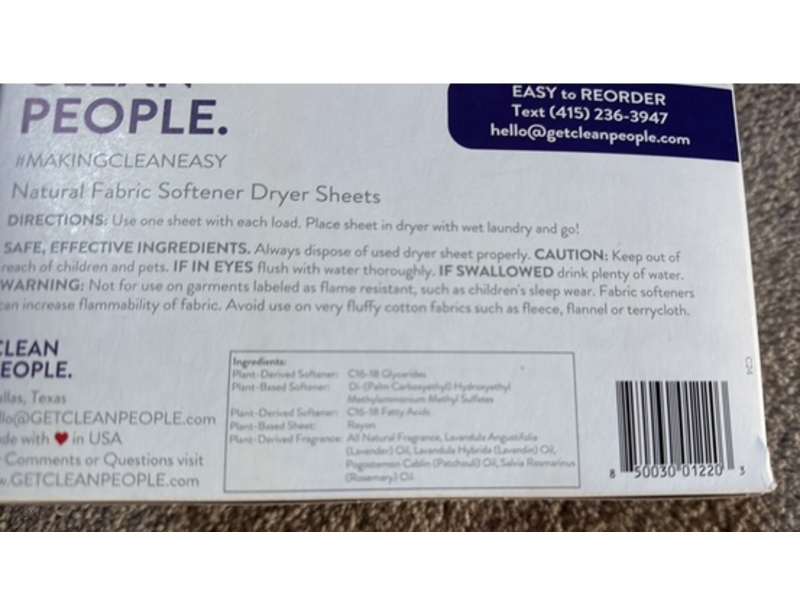 Clean People. Fabric Softener Dryer Sheets, Lavender, 120 Sheets