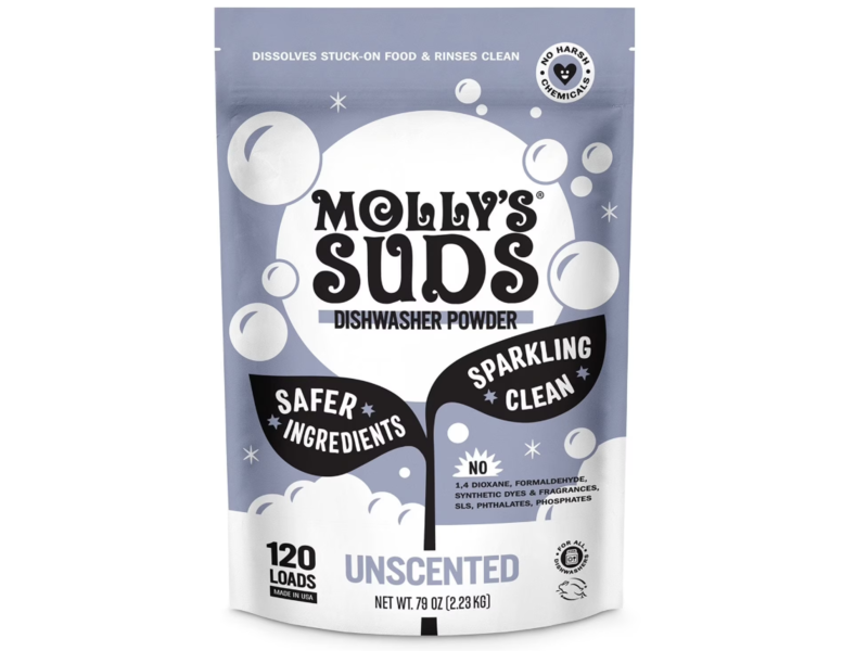 Molly's Suds Dishwasher Powder, Unscented, 79 oz/2.23 Kg, 120 Loads