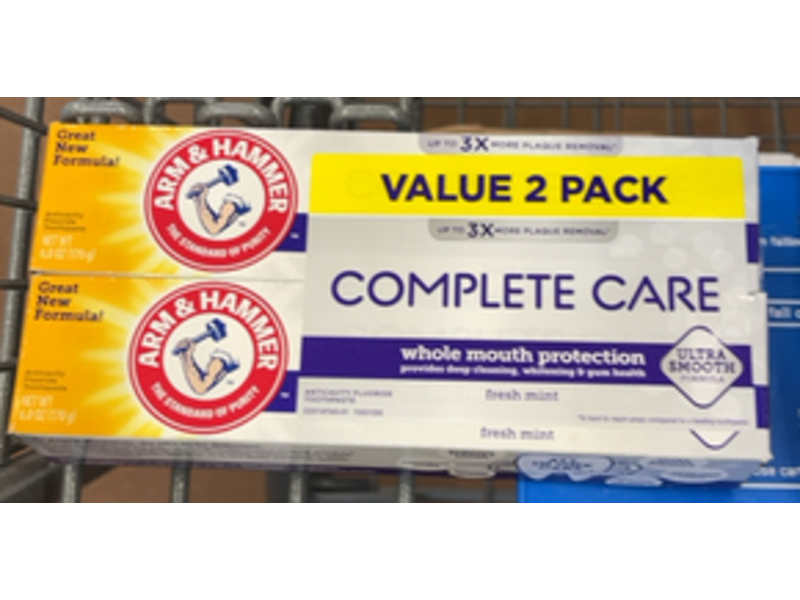 Arm & Hammer Complete Care Whole Mouth Protection Toothpaste, Fresh Mint, 6 oz/170 g, Pack Of 2