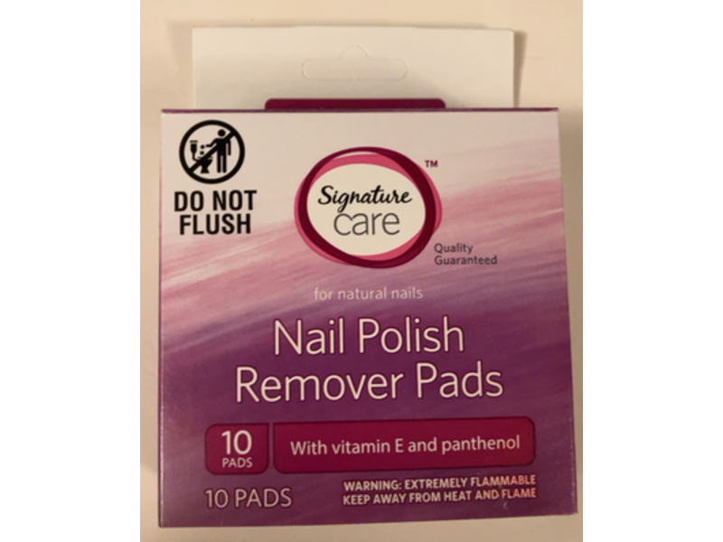 Signature Care Nail Polish Remover Pads, Vitamin E & Panthenol, 10 Count