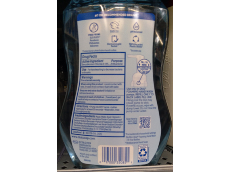 Dial Antibacterial Defense Hand Wash, Aloe Spring Water, 30 fl oz/887 mL, Pack Of 4