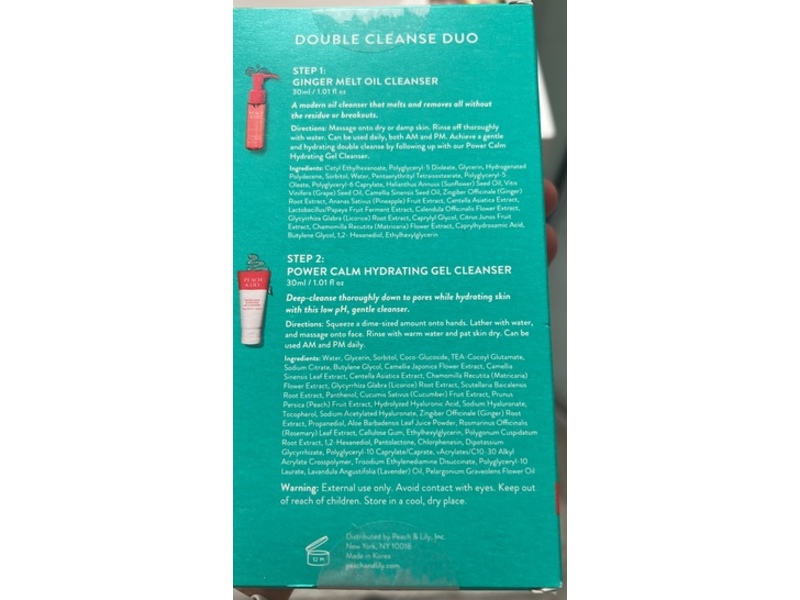 Peach & Lily Double Cleanse Duo, Ginger Melt Oil Cleanser + Power Calm Hydrating Gel Cleanser