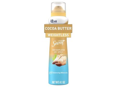 Secret Dry Spray Antiperspirant, Cocoa Butter, 4.1 oz/116 g