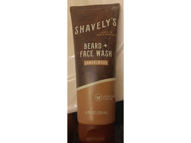 Shavely's Men's Grooming Beard+Face Wash, Sandalwood, 8 fl oz/236 mL