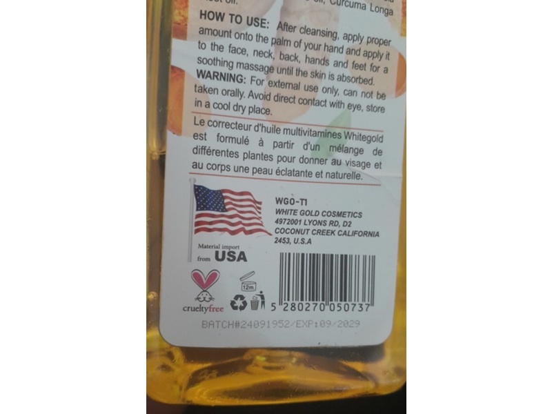 White Gold Turmeric Super Whitening Oil, 500 mL