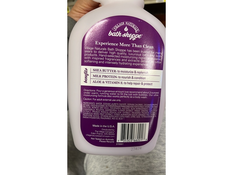 Village Naturals Milk Bath Shea Butter Body Wash, Lavender + Chamomile, 28 fl oz/825 mL, Pack Of 2