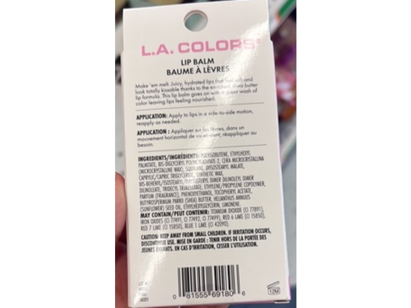 L.A. Colors Shea Butter Lip Balm, Sheer Peach, 0.10 oz/2.8 g