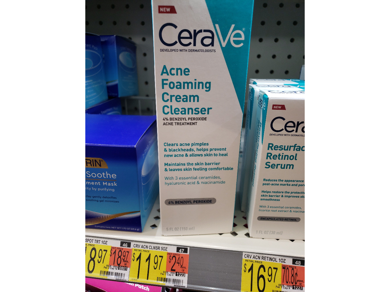 CeraVe Acne Foaming Cream Cleanser, 5 fl oz (150 mL)