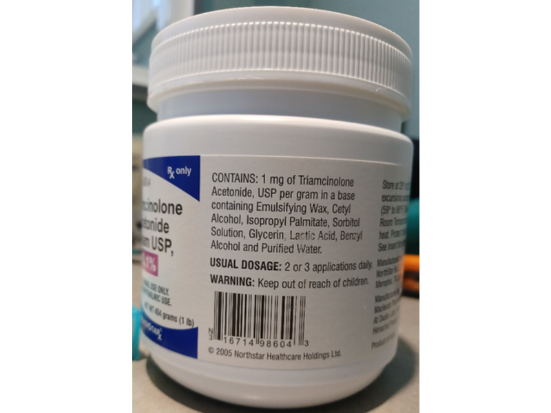 Triamcinolone Acetonide Cream, 0.1%, 454 g North Starx (RX)
