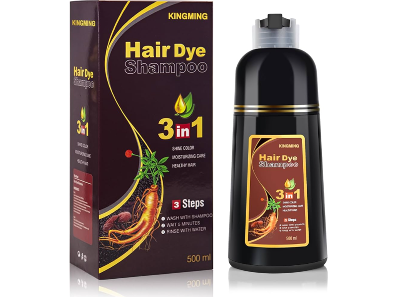 Kingming 3 In 1 Hair Dye Shampoo, C-6 Chestnut Brown, 16.9 fl oz/500 mL