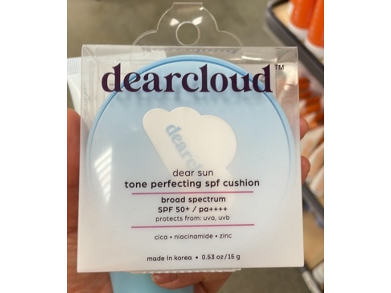 Dear Cloud Dear Sun Tone Perfecting Cushion, SPF 50+ PA++++, 0.53 oz/15 g