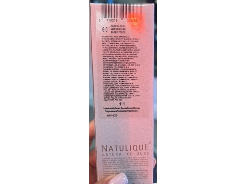 Natulique Permanent Hair Colour, 6.0 Dark Blonde, 75 mL