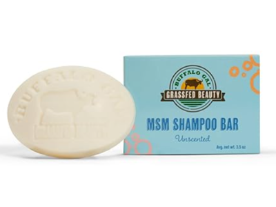 Buffalo Gal Grassfed Beauty MSM Shampoo Bar, Unscented, 3.5 oz