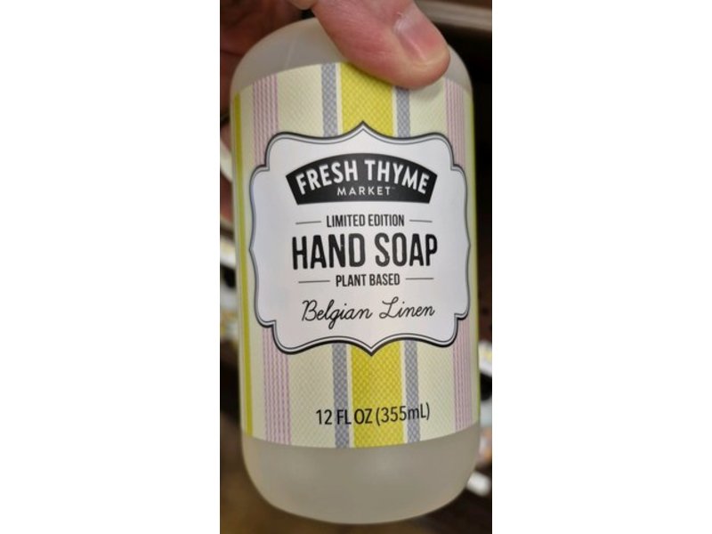 Fresh Thyme Plant Based Hand Soap, Belgian Linen, 12 fl oz/355 mL
