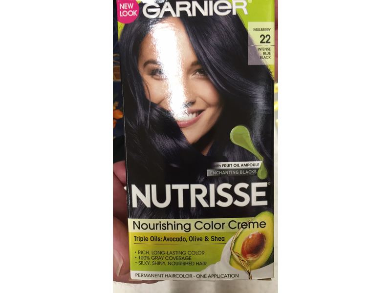 Garnier Nutrisse Nourishing Hair Color Creme, 22 Intense Blue Black, One Application