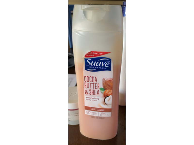 Suave Essentials Moisturizing Body Wash, Cocoa Butter & Shea, 15 fl oz/443 mL