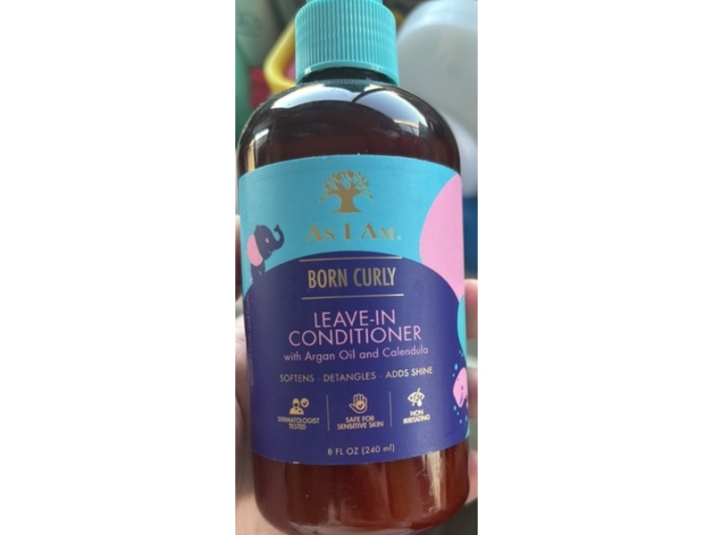 As I Am Born Curly Leave-In Conditioner, Argan Oil & Calendula, 8 fl oz/240 mL