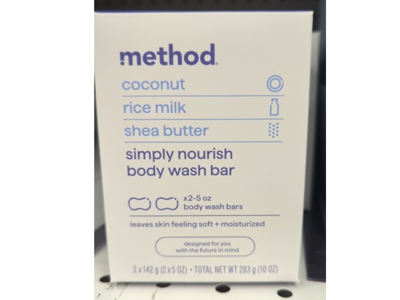 Method Simply Nourish Body Wash Bar, Coconut + Rice Milk & Shea Butter, 10 oz/283 g