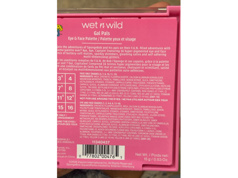 Wet n Wild Spongebob Gal Pals Eye & Face Palette, 0.53 oz/15 g