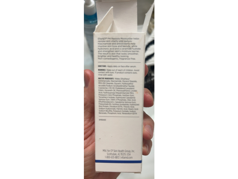 EltaMD PM Restore Moisturizer, Niacinamide & Peptides, 1.7 oz/48 g