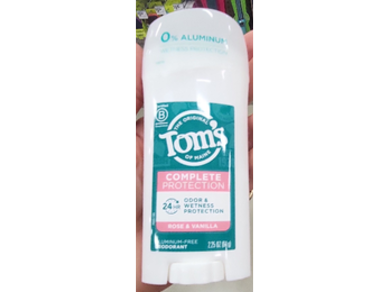 Tom's of Maine Complete Protection Deodorant, Rose, Vanilla, 2.25 oz/64 g