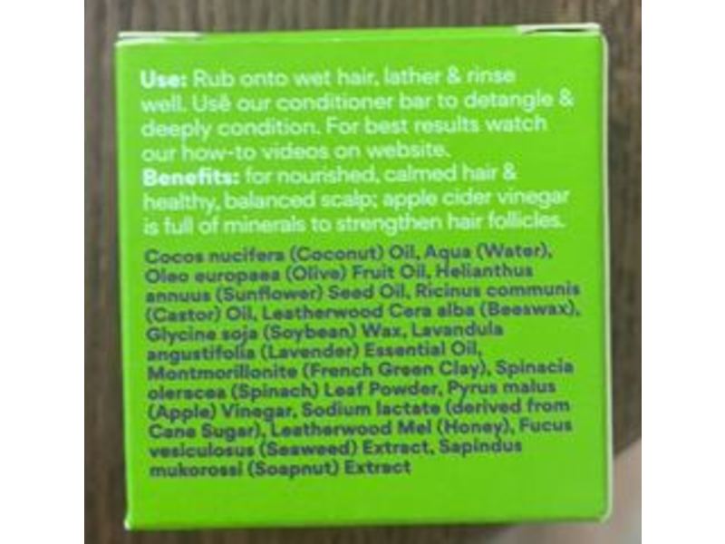 Beauty & The Bees Shampoo Bar, Tasmanian Apple Cider Vinegar & Honey, 120 g