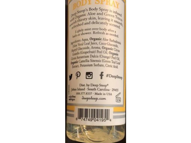 Deep Steep Grapefruit-Bergamot Body Spray 4 fl oz/118 mL