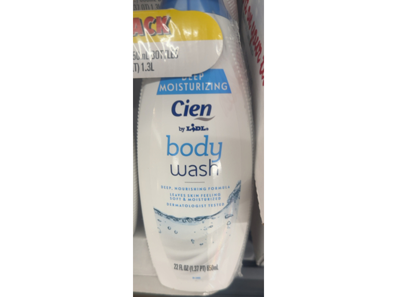 Lidl Cien Body Wash, Deep Moisturizing, 22 fl oz/650 mL