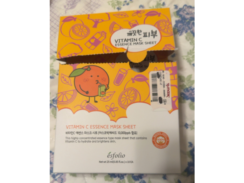 Esfolio Essence Mask Sheet, Vitamin C , 0.85 fl oz/25 mL, 10 Count