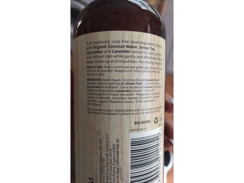 A'kin Micellar Water, Coconut Water & Green Tea, 16.9 fl oz/500 mL